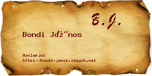 Bondi János névjegykártya
